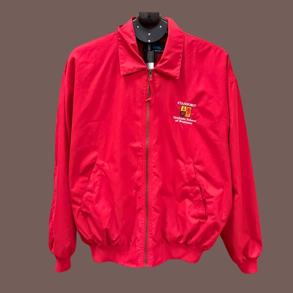 Vintage Tri-Mountain Red Stanford GSB Embroidered Zip Jacket Size M - Picture 1 of 5